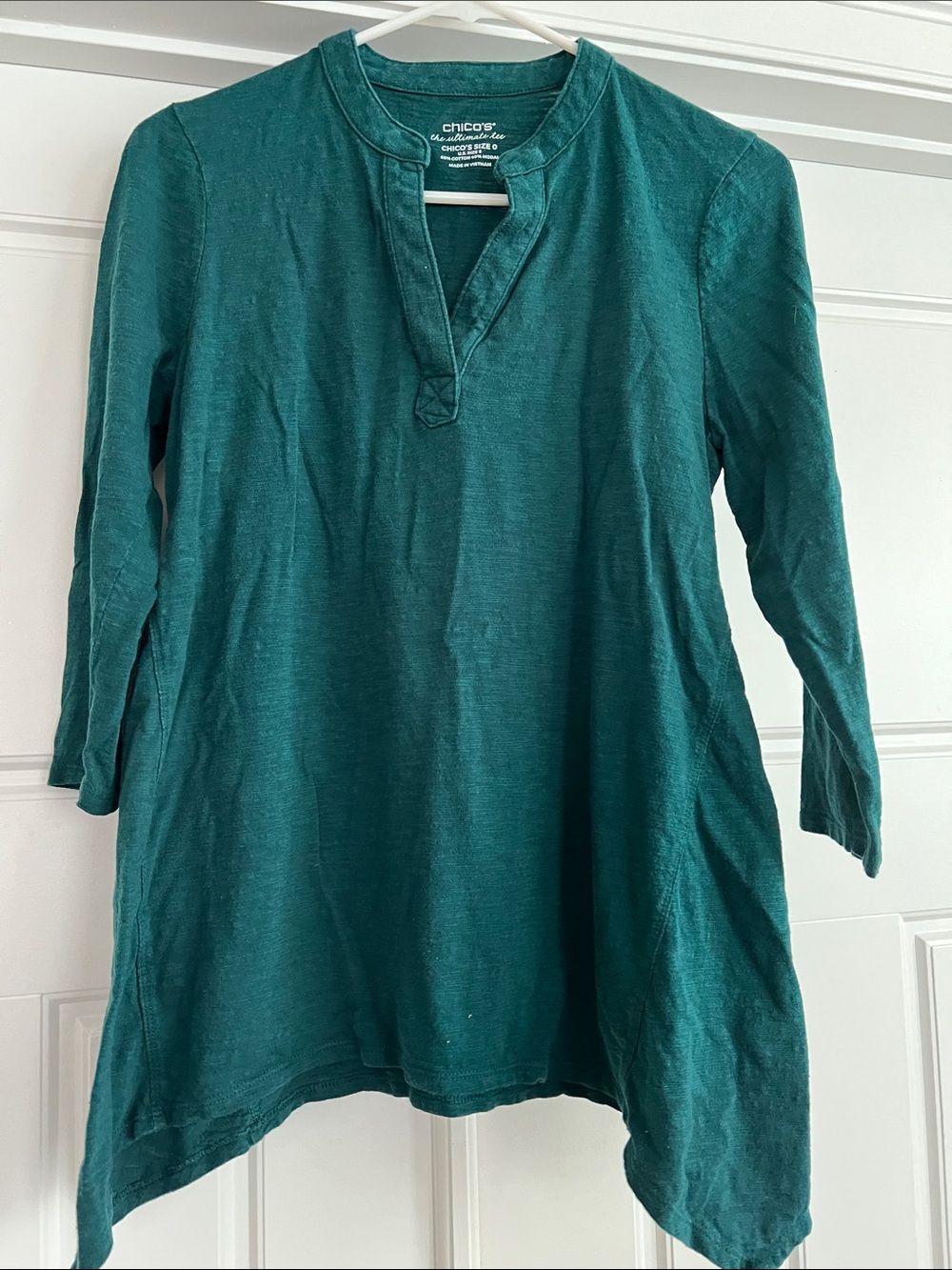 Chico's Teal Split-Neck A-Line Tunic